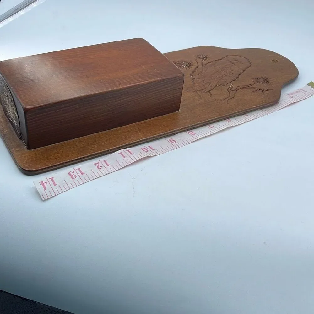Vintage Handmade owl  long match wooden  holder.
